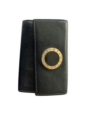 BVLGARI Vintage Black Gold Leather Key Holder